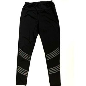 BCBG Leggings black rainbow reflective panels Waist Pocket